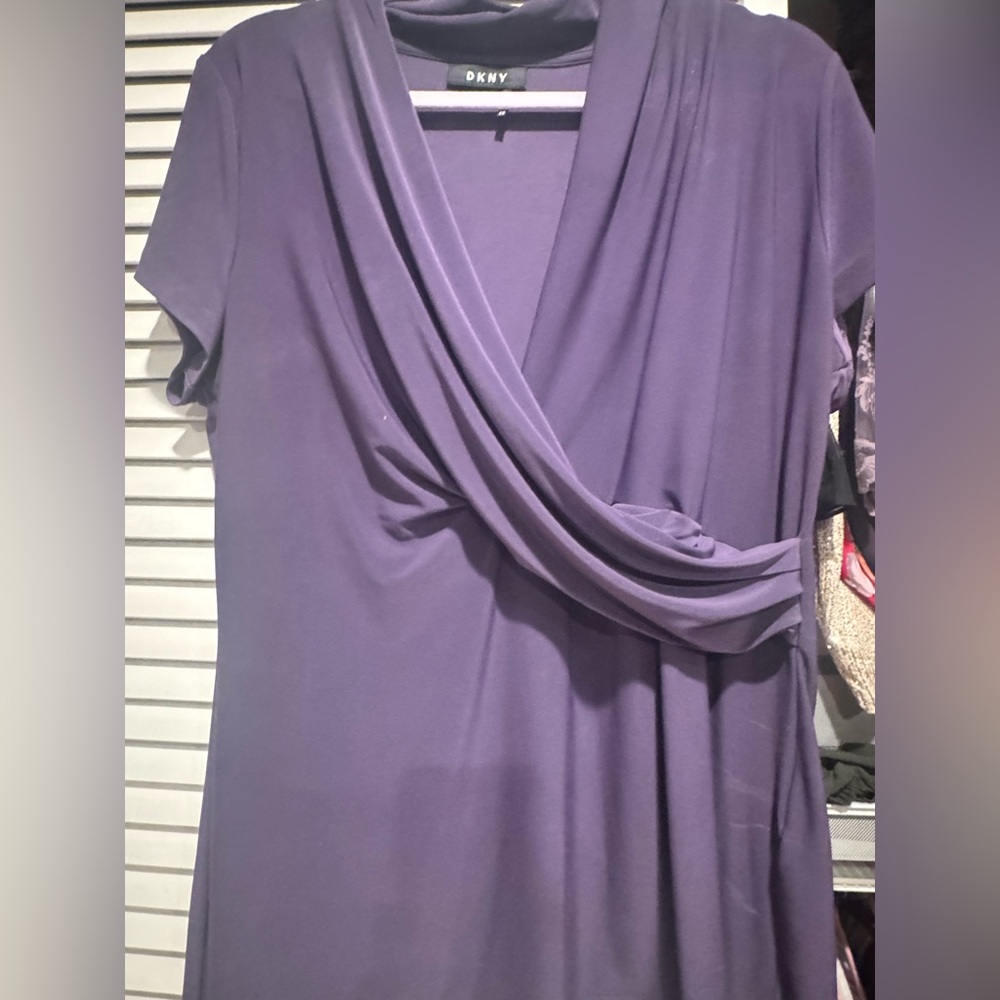 DKNY Women's Purple Drape Top